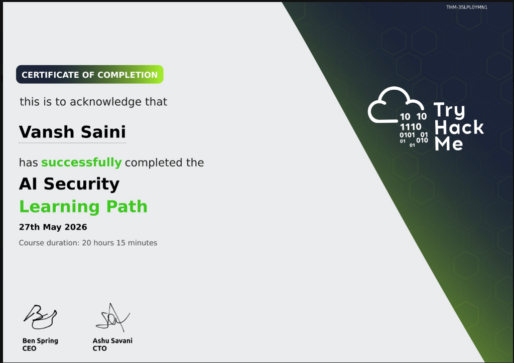 AI Security Learning Path full certificate